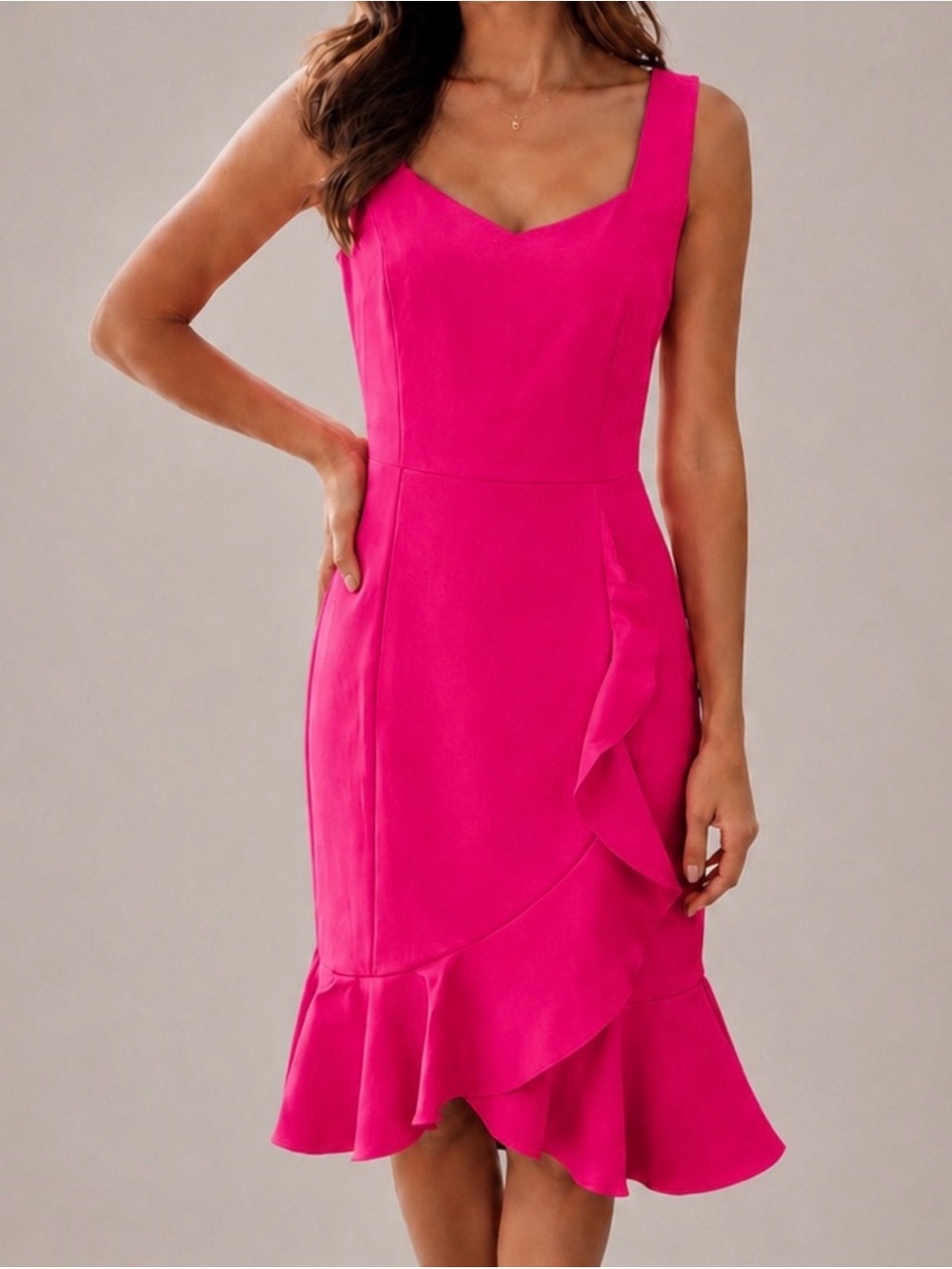 Laundry ruffle detail pink midi